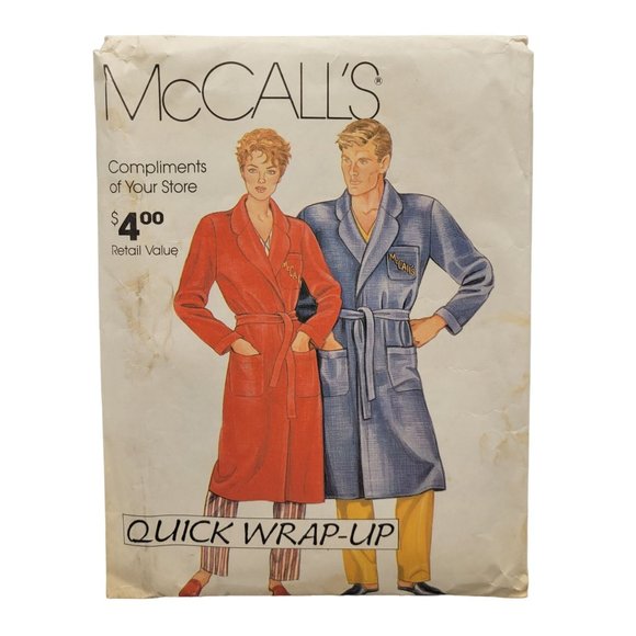 McCall's Quick Wrap Up Robe Misses Mens Sewing Pattern Size S - XL - Picture 1 of 2